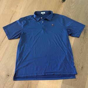 Peter Millar Navy Blue Striped Performance Polo XXL KESWICK logo